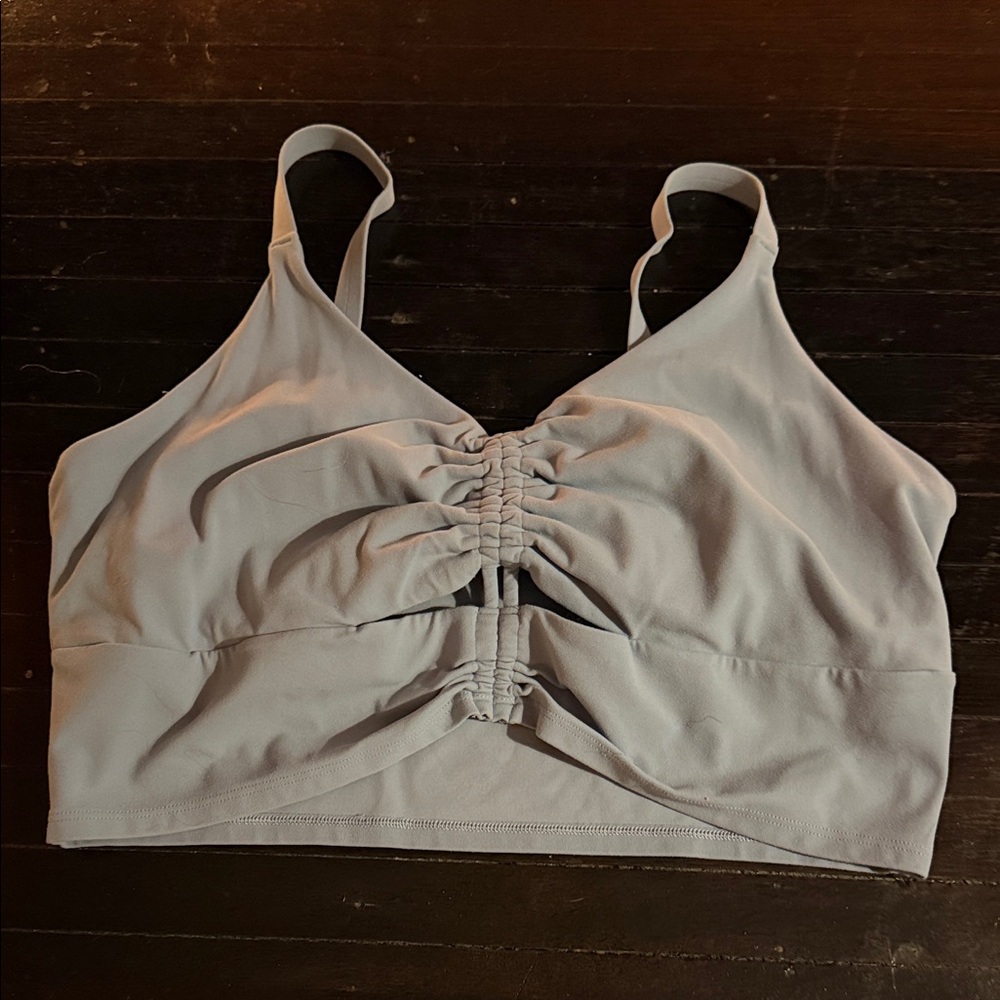 Athleta Light Gray Ruched Sports Bra